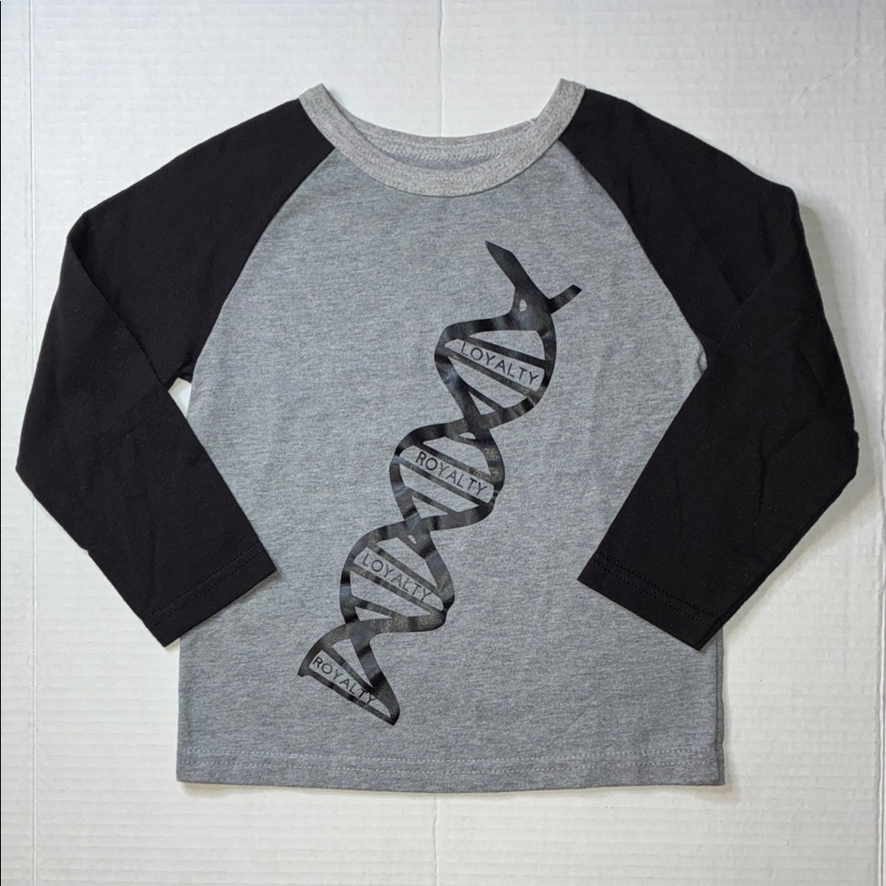 "Loyalty Royalty inside my DNA" Gray and Black Kids Raglan Shirt